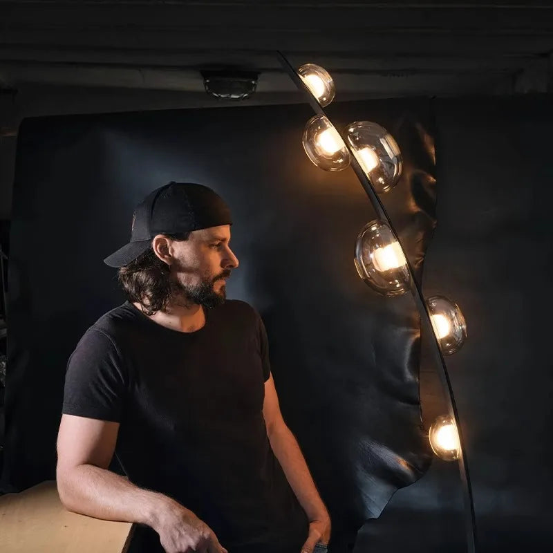 Afralia™ Minimalist Black LED Corner Lamp for Luxury Living Room, Bedroom, and Villa