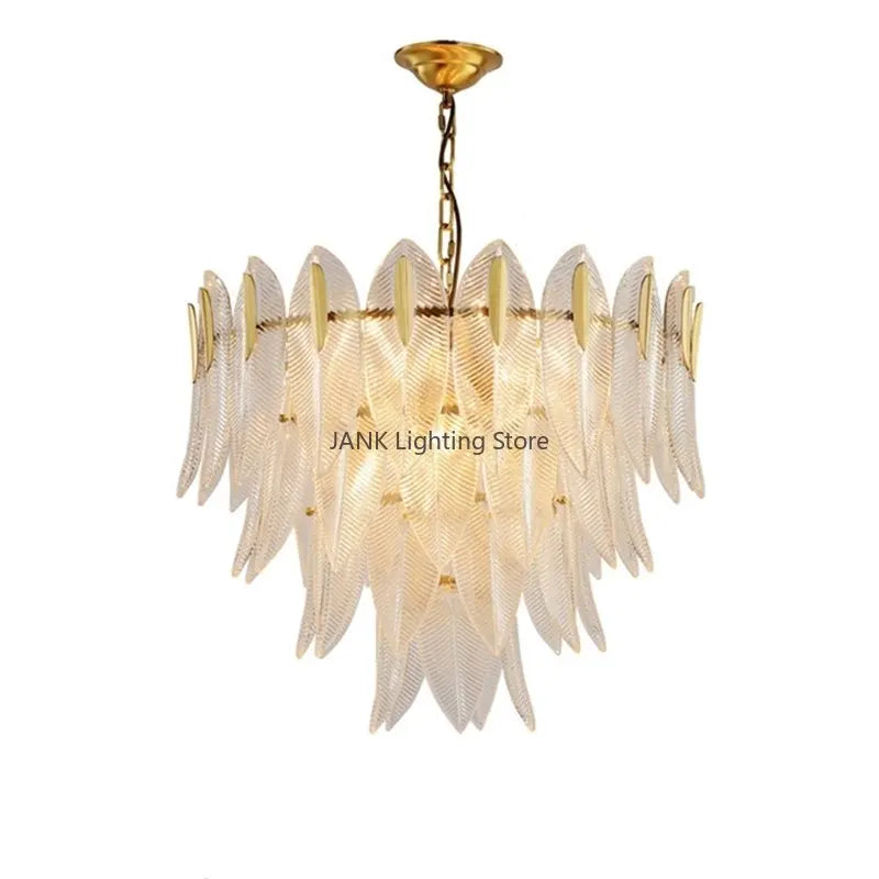 Afralia™ Leaf Glass Pendant Lamp: Modern Luxury Crystal Suspension for Living Room, Restaurant, Bedroom.