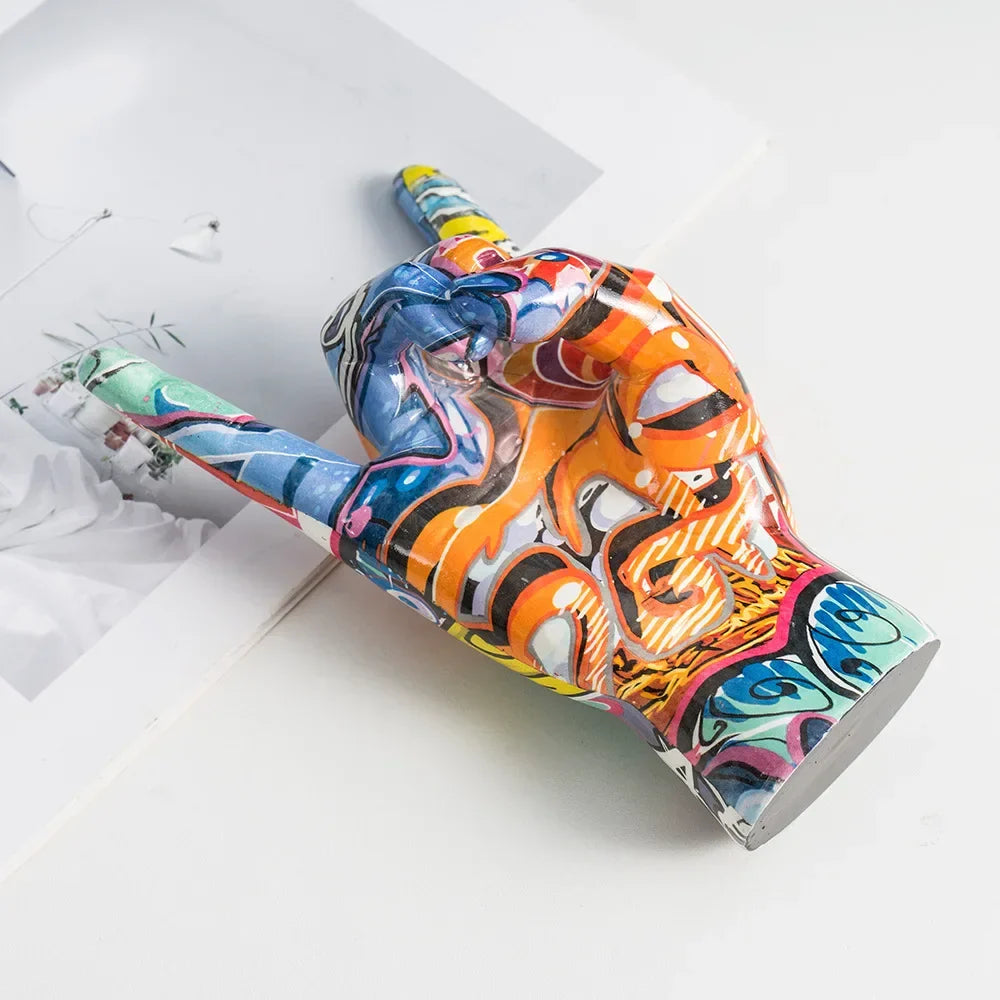 Afralia™ Hand Statue 19cm Modern Pop Art Resin Sculpture Home Decor