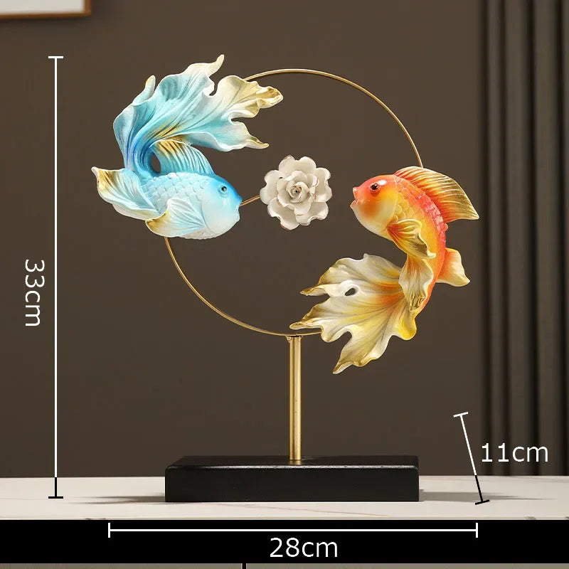 Afralia™ Lotus Carp Resin Sculpture Decor - Desk Ornaments for Aesthetic Room Decor