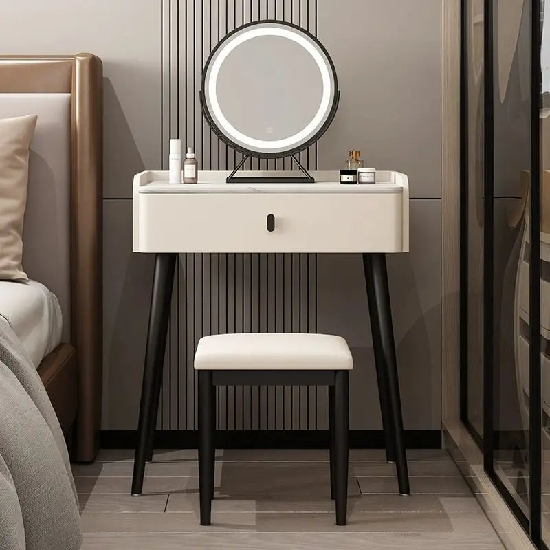 Afralia™ Modern Mirrored Dressing Table Luxury Organizer for Professional Women's Bedroom