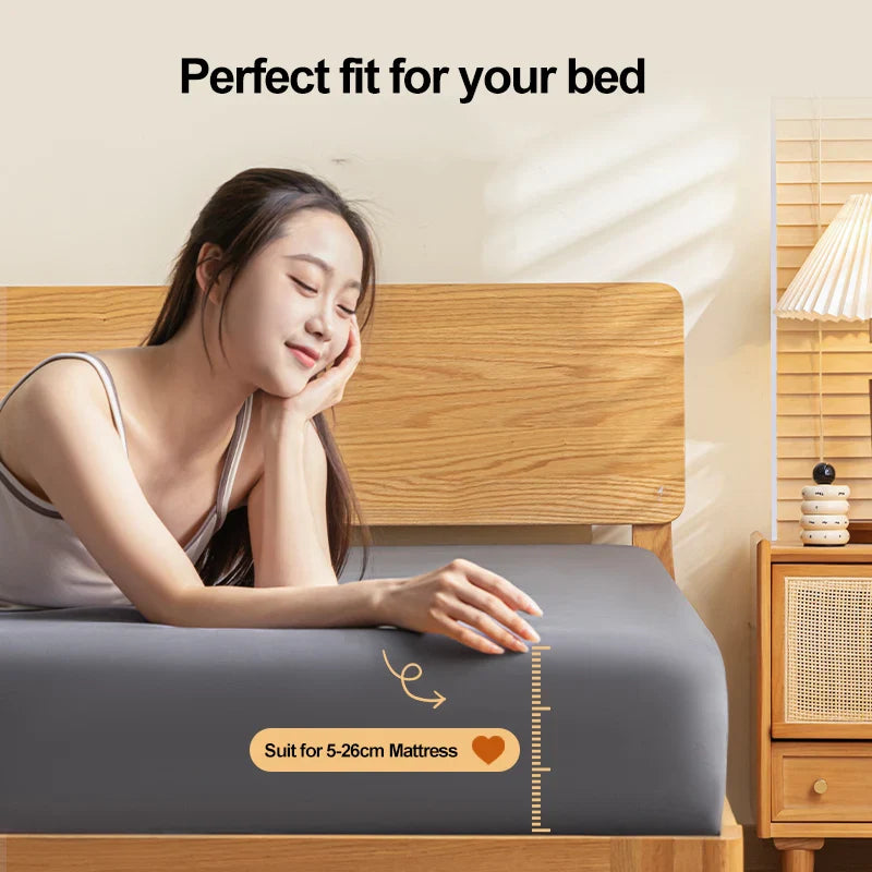 Afralia™ Soft Comfort Solid Color Fitted Bed Sheet - Double Mattress Cover