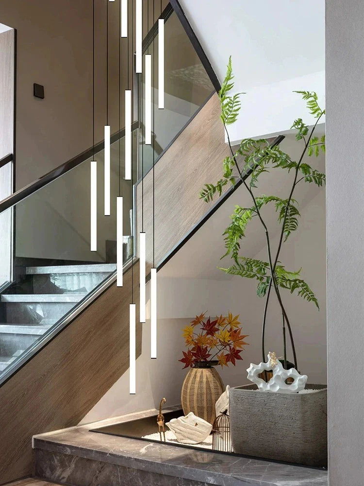 Afralia™ Loft Black Chandelier: Acrylic Villa Ceiling Lamp for Living Room & Staircase