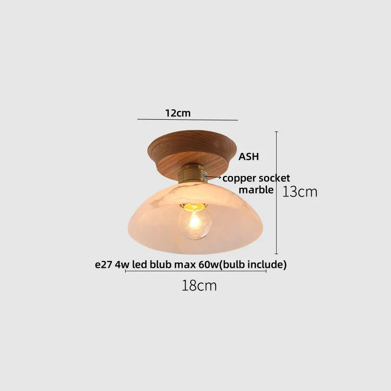 Afralia™ Lotus Glass LED Ceiling Light with Copper Base - Modern Nordic Design
