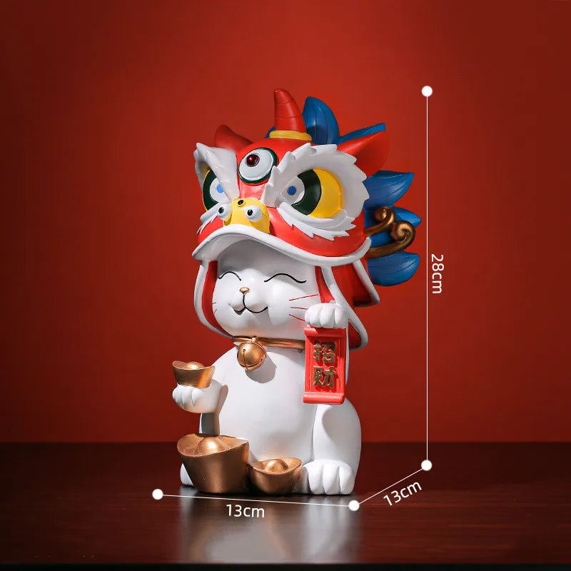 Afralia™ Lucky Cat Resin Home Decor, Symbol of Wealth and Luck, Perfect for Store Openings