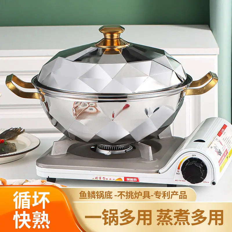 Afralia™ Stainless Steel Double Layer Steam Pot for Induction Cooker - Kitchen Essential