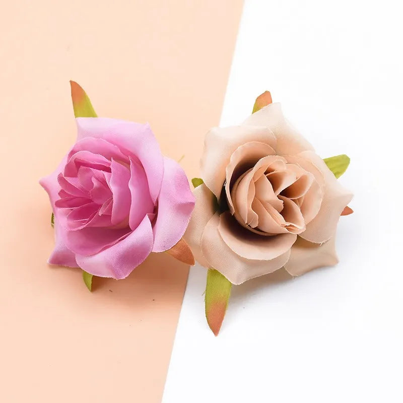 Afralia™ Silk Roses Heads: 6CM Cheap Artificial Flowers for Home Wedding Decor & DIY