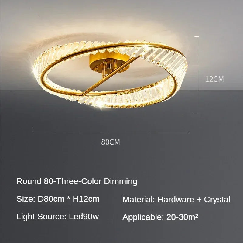 Afralia™ Crystal Ring Ceiling Lamp - Modern Luxury LED Chandelier for Master Bedroom & Living Room
