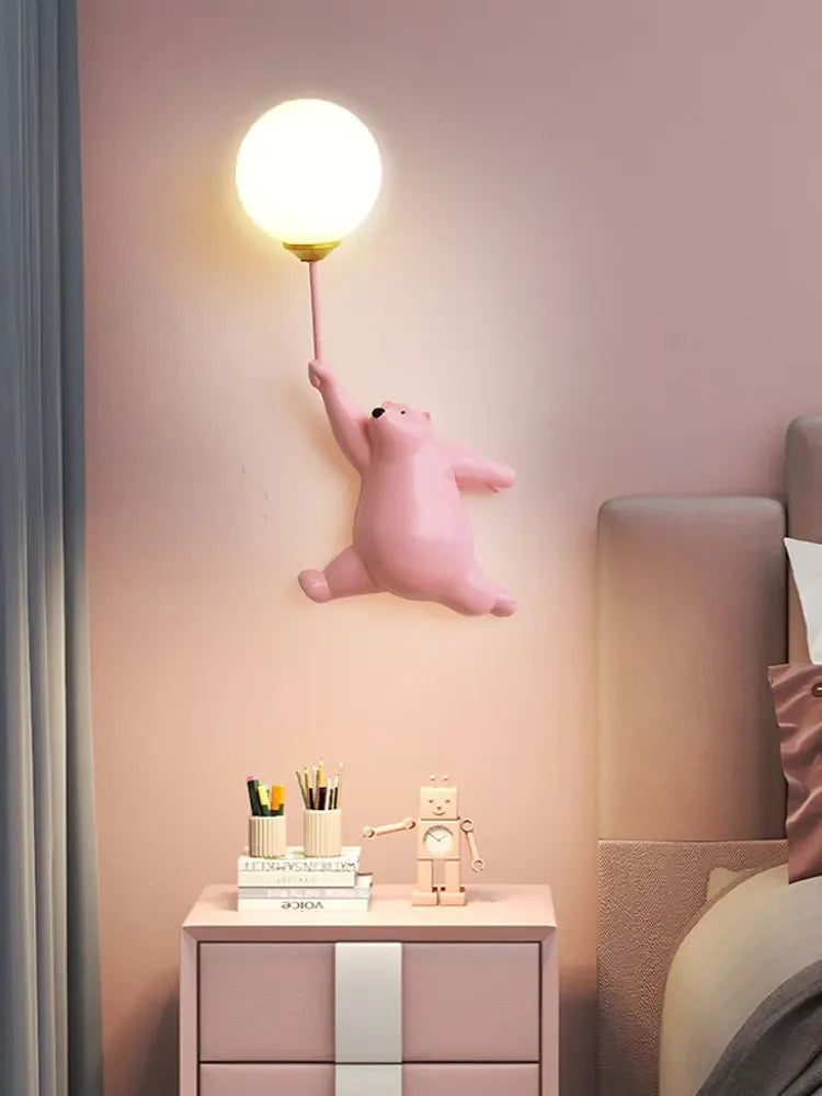 Afralia™ Bear Kids Wall Lamp Set: Boy and Girl Bear Lights for Bedroom Decor