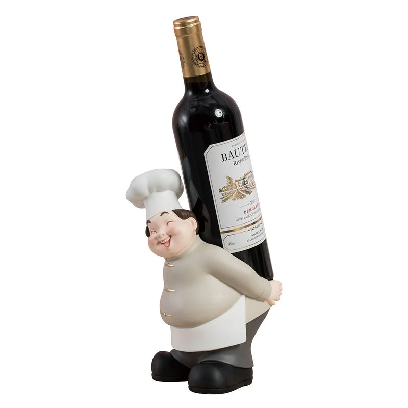 Afralia™ Creative Chef Wine Rack Sculpture Cup Holder Wine Cabinet Bar Accessories