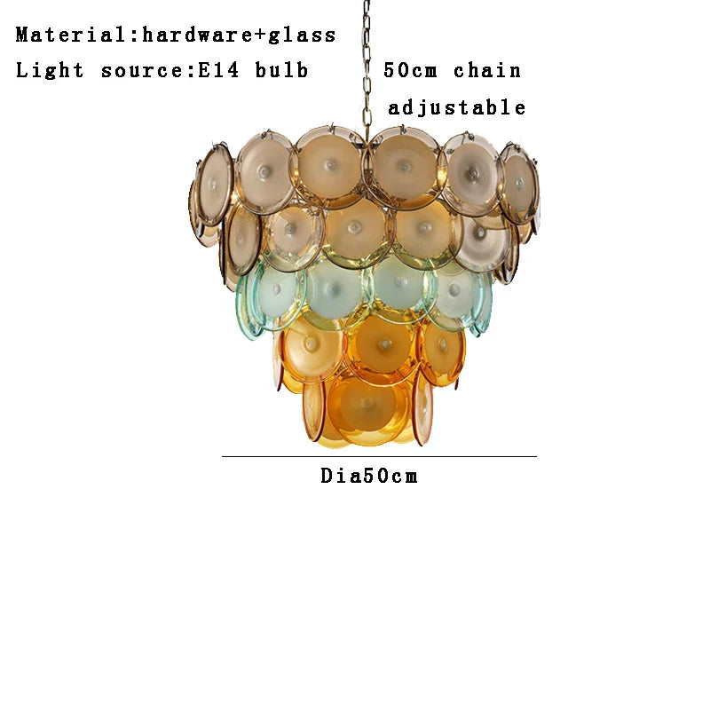 Afralia™ Colorful Glass LED Ceiling Chandelier: Vintage Pendant Home Decoration for Living Room