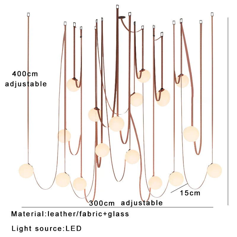 Afralia™ Modern Glass Fabric Ceiling Chandelier - DIY Installation Strip Light Fixture