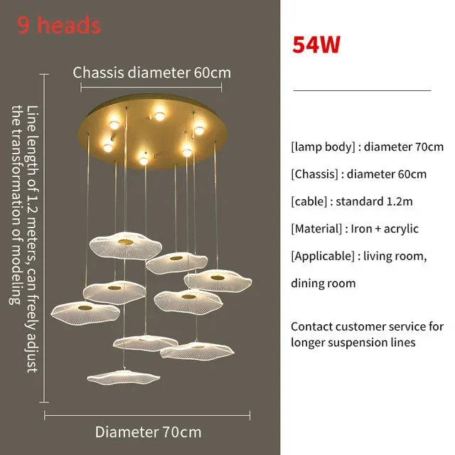 Afralia™ Nordic Lotus Leaf Chandelier for Modern Living Spaces