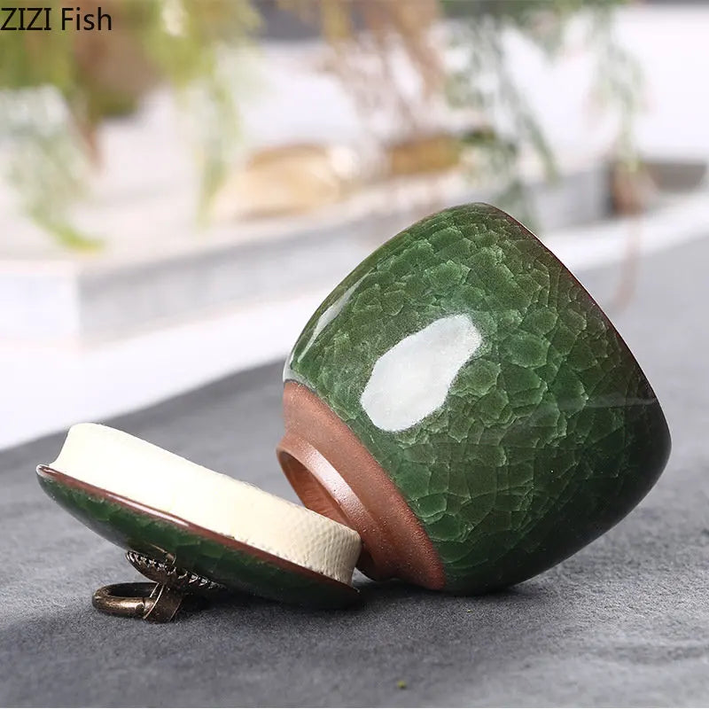 Afralia™ Ice Cracked Texture Tea Caddy Storage Jar with Moisture-proof Sealed Lid