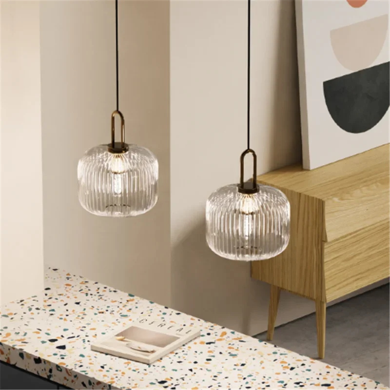 Afralia™ Glass Pendant Lights LED E27 Retro Luxury Hanging Fixtures for Dining Room