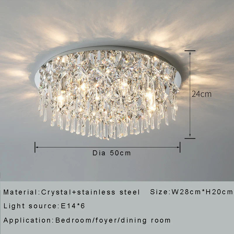 Afralia™ Crystal Luxury Chandelier: Dimmable LED Round Ceiling Light for Bedroom Living Room