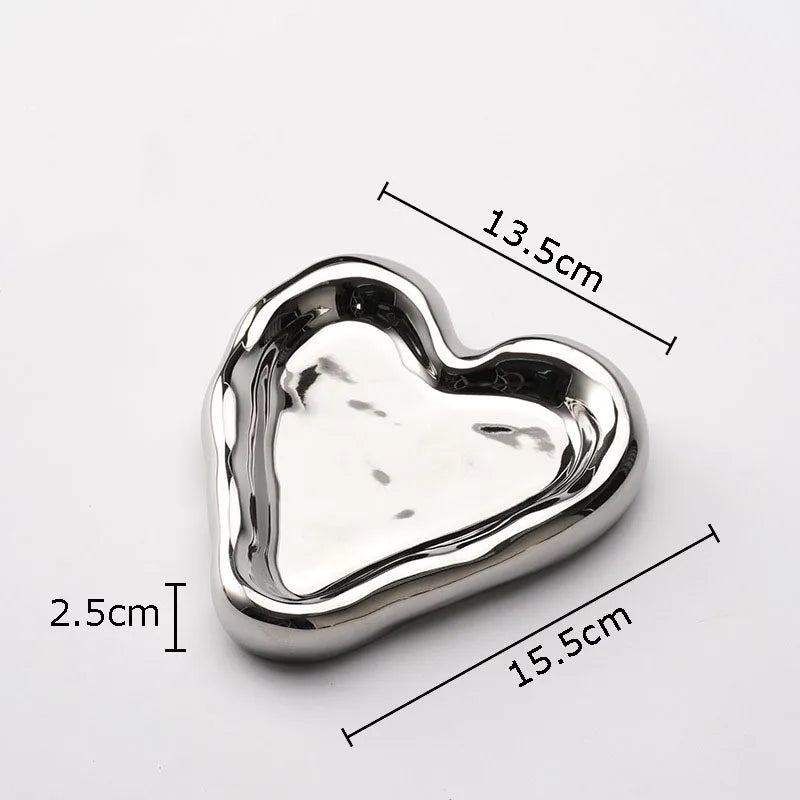 Afralia™ Heart-Shaped Jewelry Stand Tray: Earrings & Necklace Display Plate