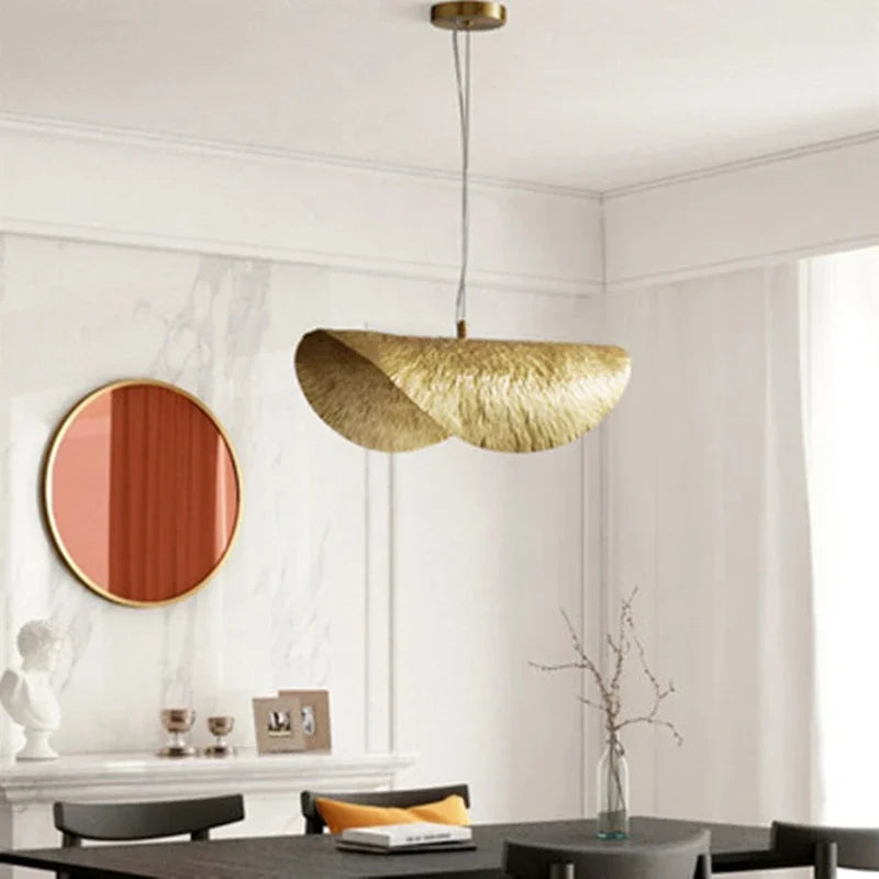 Afralia™ Leaf Light Copper Chandelier Pendant Lamp for Bedside Living Room Dining Bar