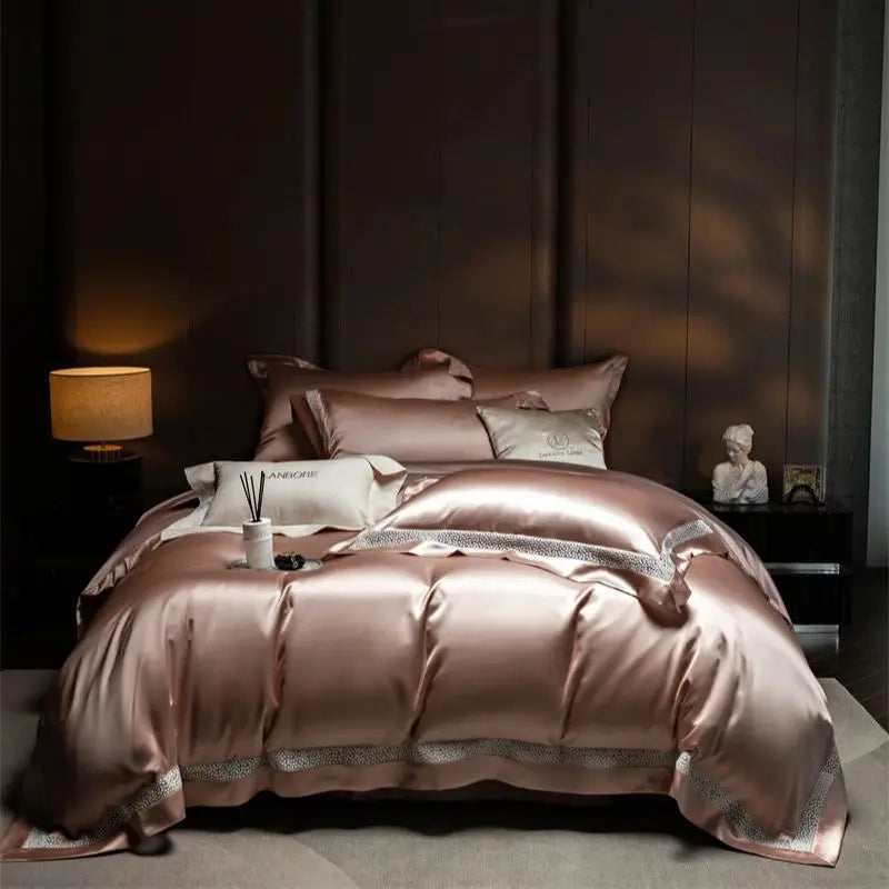 Afralia™ French Hollow Luxury Bedding Set with Lyocell Cotton Duvet Cover, Sheet & Pillowcases