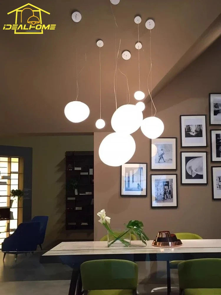 Afralia™ Glass Pebble Pendant Lights LED E27 Minimalist Design for Restaurant, Living Room, Bedroom