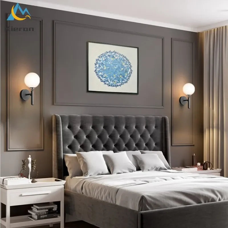 Afralia™ Glass Ball LED Wall Lamps Bedroom Living Room Bedside Lights