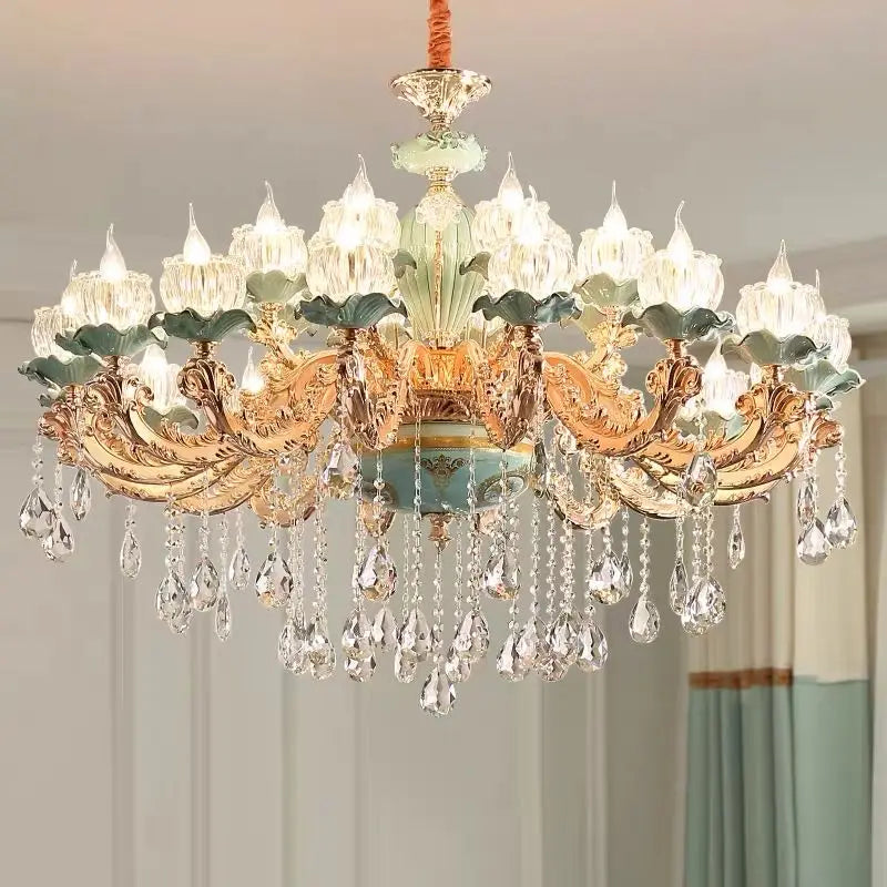 Afralia™ European Crystal Chandelier Living Room Bedroom Lamp High-Grade Villa Duplex Large