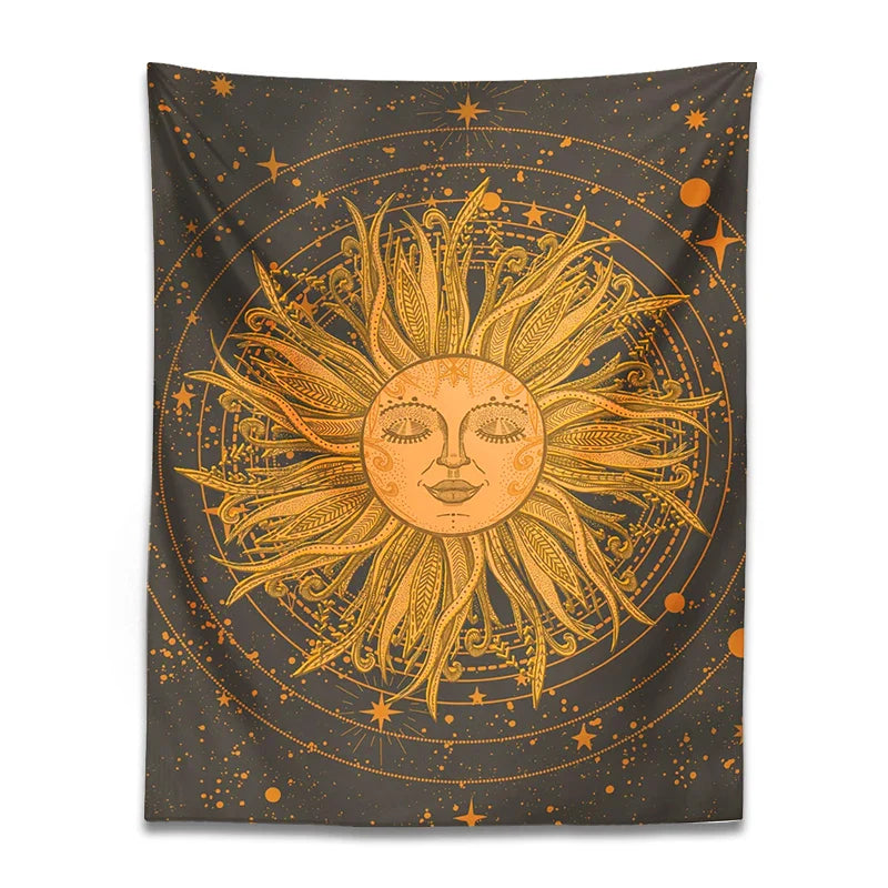 Afralia™ Celestial Sun Moon Wall Tapestry: 70s Retro Psychedelic Room Decor Art