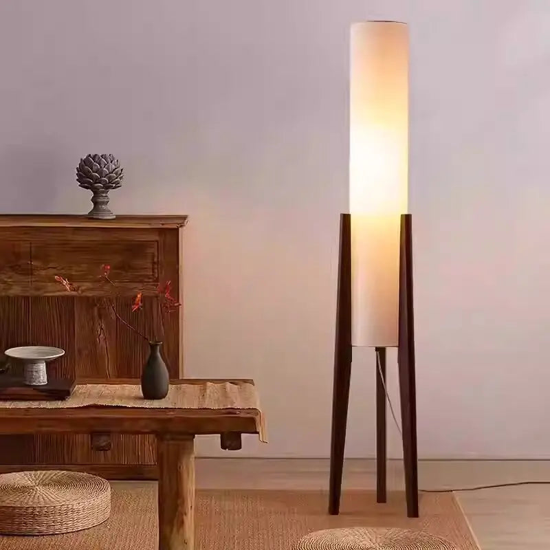Afralia™ Solid Wood Floor Lamp with Fabric Shade