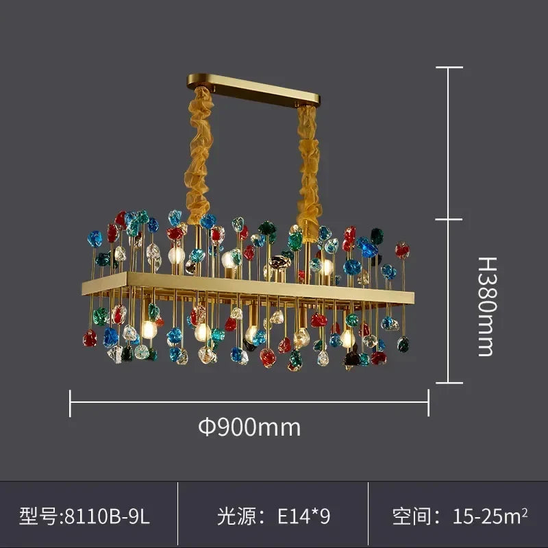 Afralia™ Colorful Crystal Chandelier LED Dining Room Lighting