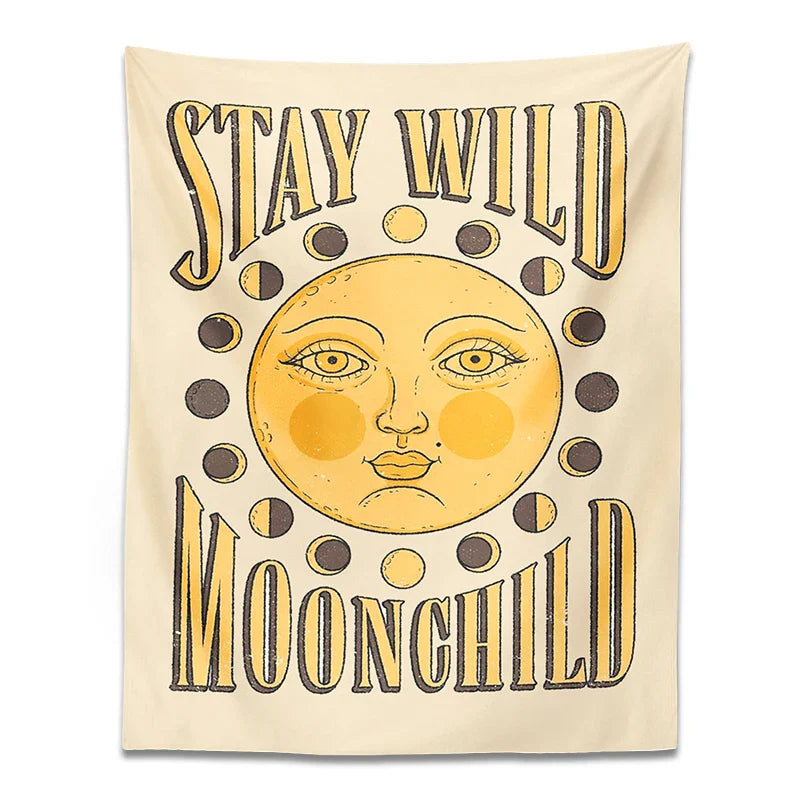 Afralia™ Moon Phase Wall Hanging: Boho Sun Moon Room Decor Mural