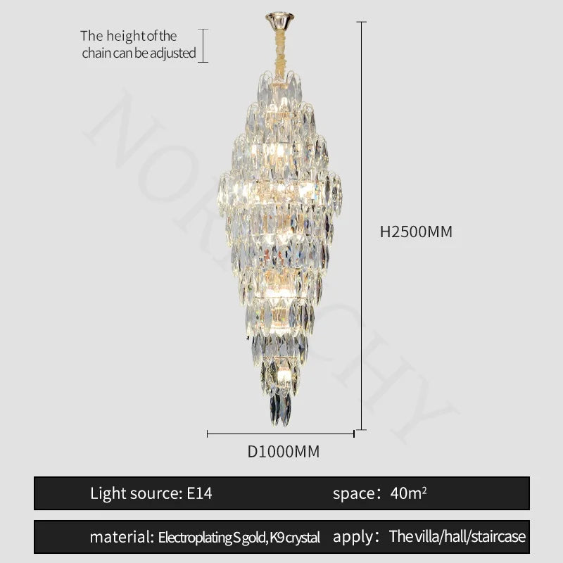 Afralia™ European Crystal Duplex Chandelier for Hotel Lobby Staircase & Villa Living Room