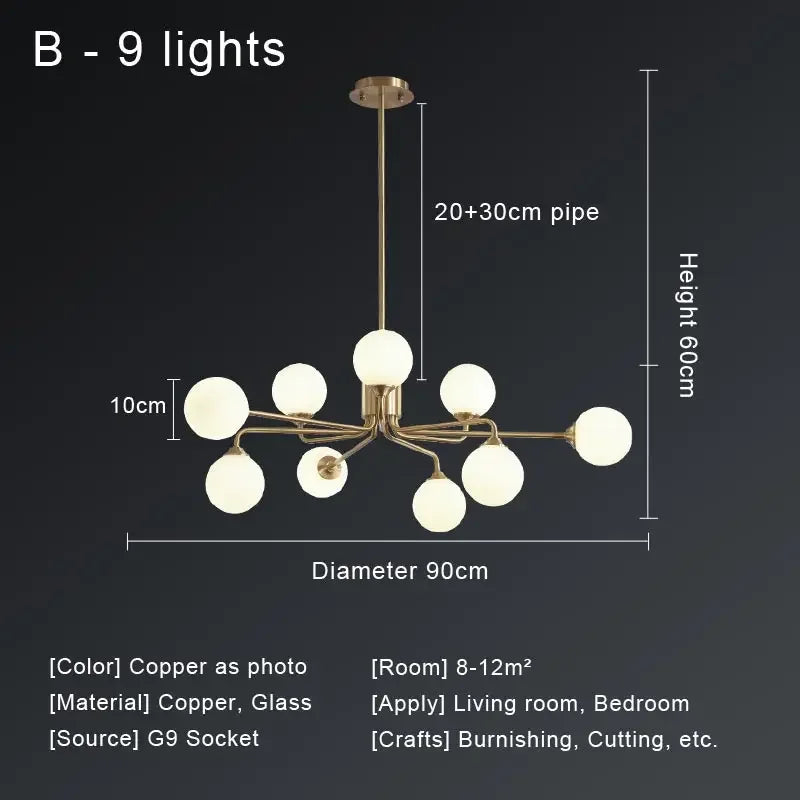 Afralia™ Copper Ceiling Chandelier for Home Decor Lighting