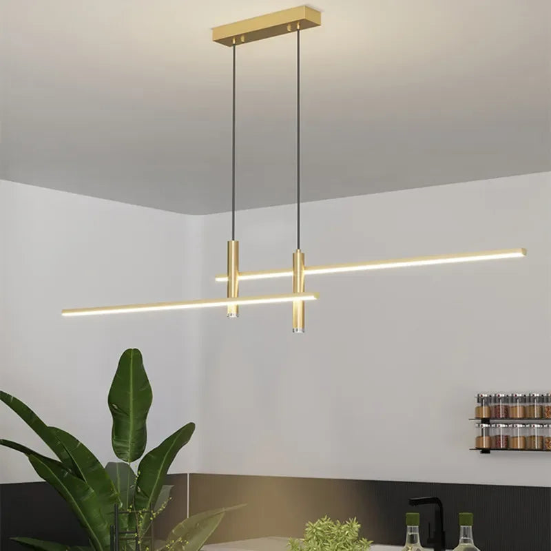 Afralia™ Modern Minimalist Gold Black Dining Table Chandelier for Kitchen & Dining Room