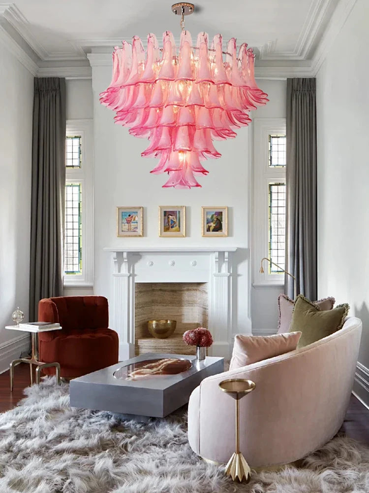 Afralia™ Pink Glass Luxury Chandeliers: Elegant French Style LED Lighting for Girl's Room