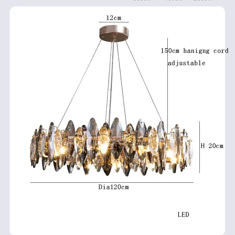 Afralia™ Crystal LED Chandelier: Modern Luxury Indoor Hanging Lamp, Living Room Decor