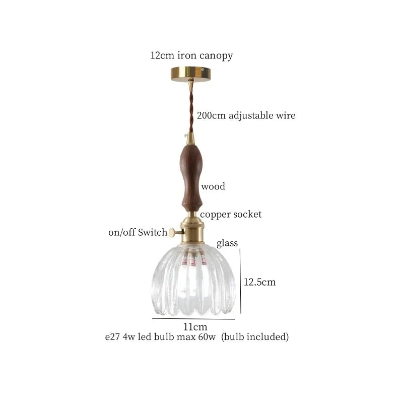 Afralia™ Amber Glass LED Hanging Lamp Japanese Vintage Pendant Lights for Bar Loft