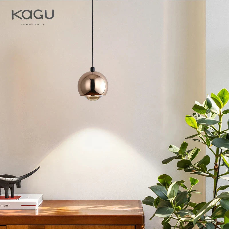 Afralia™ Gold Metal Luster Pendant for Bedside & Kitchen Island - Minimalist LED Hanging Light