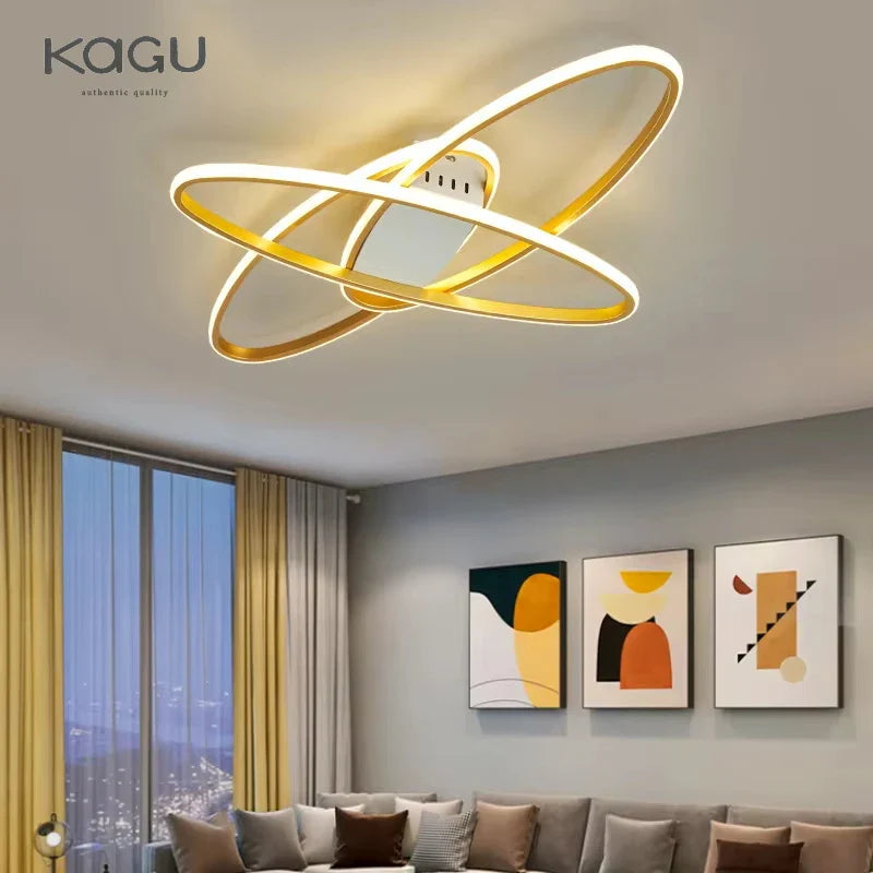 Afralia™ Oval Black LED Ceiling Light for Living Room, Bedroom, Kitchen, and Study