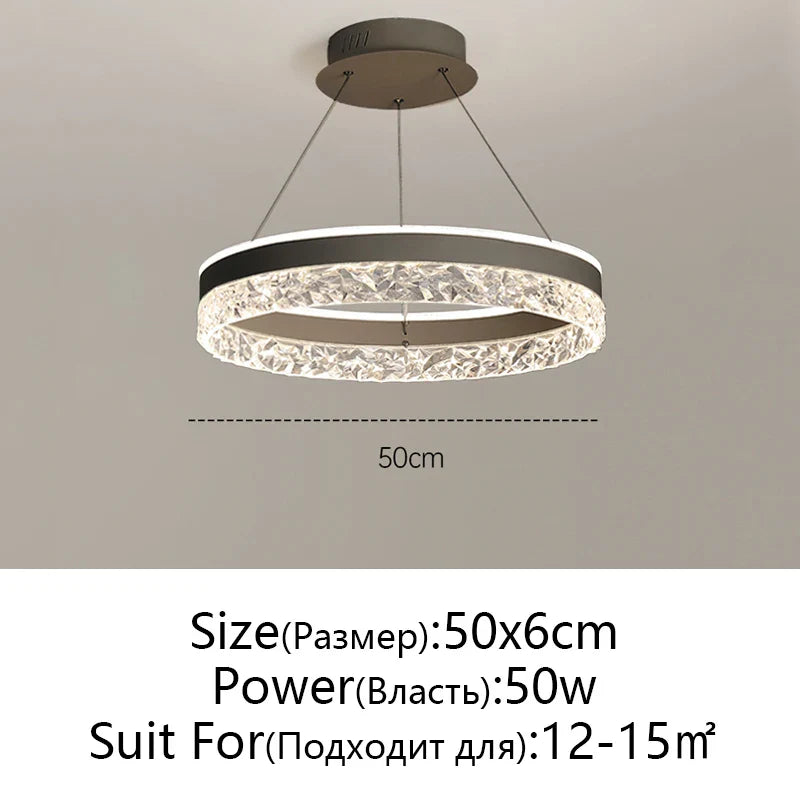 Afralia™ Crystal Rings LED Chandelier Black&White Frame