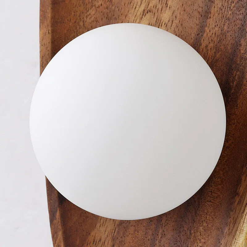 Afralia™ Wooden Wall Lamp Glass Shade Vintage Decor LED Light Fixtures