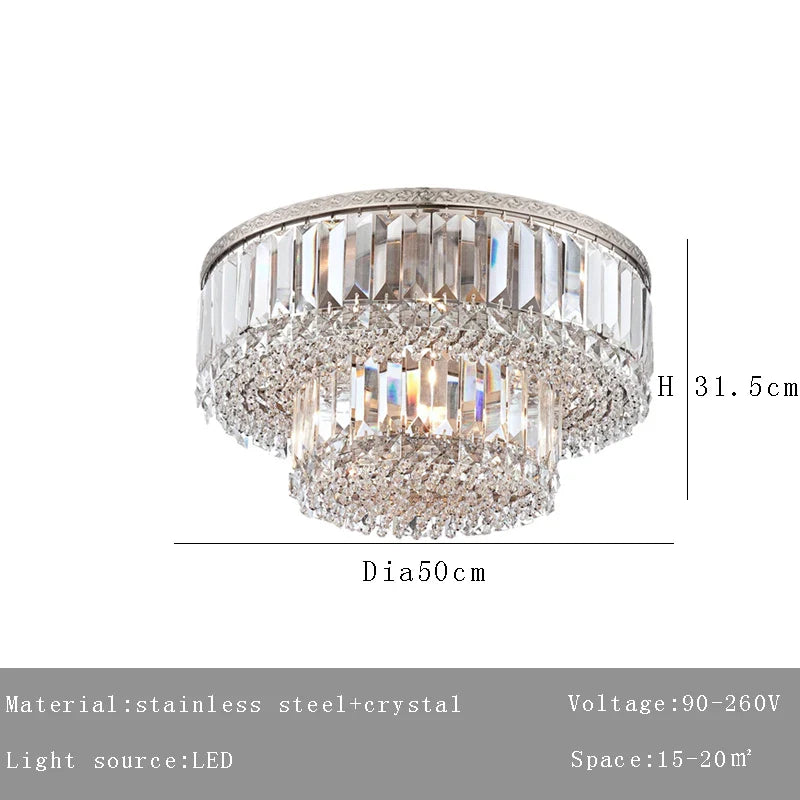 Afralia™ Silver Crystal Ceiling Chandelier for Modern Luxury Living Room Bedroom Decor