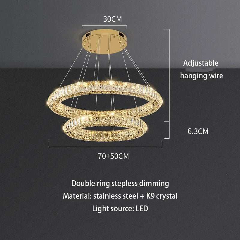 Afralia™ Ring Crystal Chandelier: Luxury Living Room Light for Modern Ambiance
