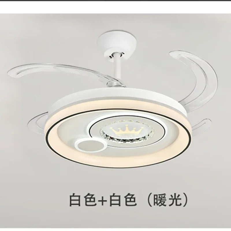 Afralia™ Dimmable Smart Bedroom Ceiling Fan Light with Remote Control
