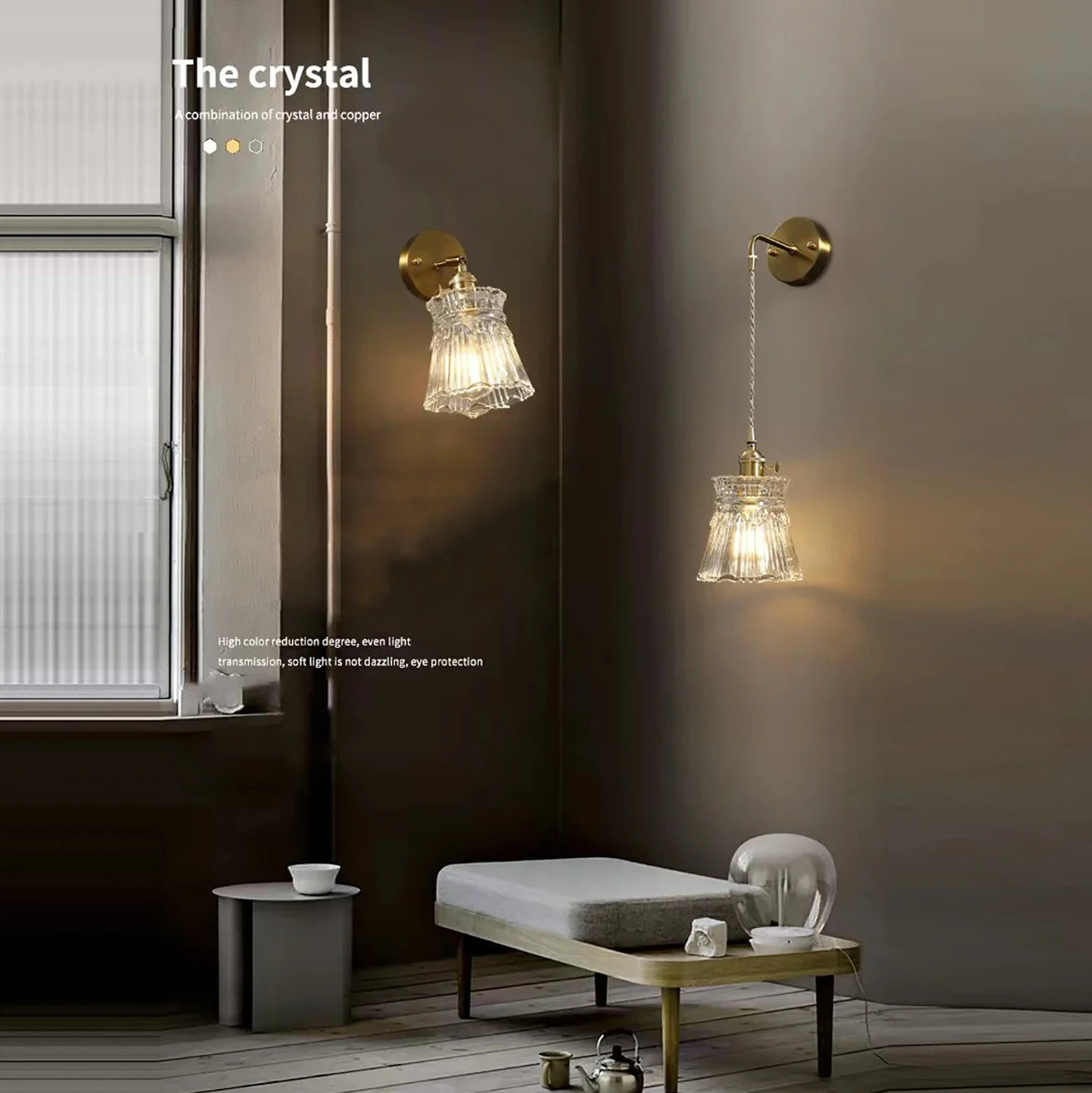 Afralia™ Gray Glass Wall Lamp - Modern Living Room Decor Sconce Light