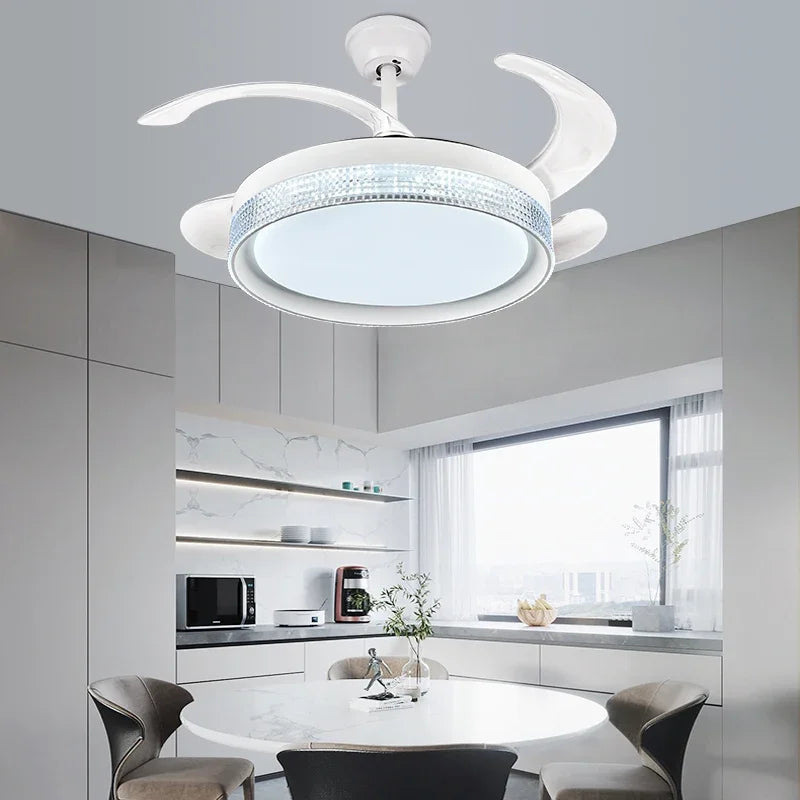 Afralia™ 42/48inch Invisible Chandelier Ceiling Fan with LED Light in Multiple Colors