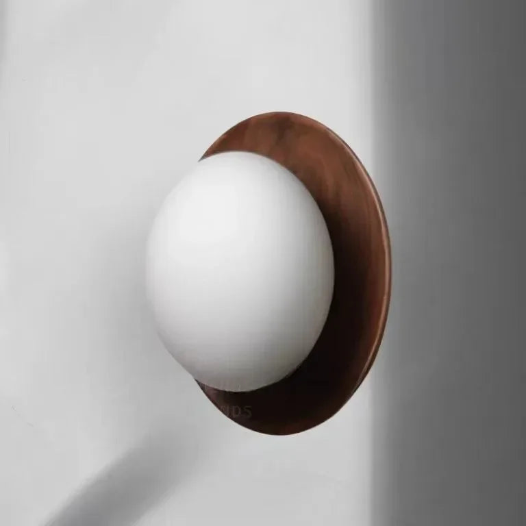 Afralia™ Walnut Wood Brass Wall Sconce, Modern Vintage Style, Bedroom Living Room Light
