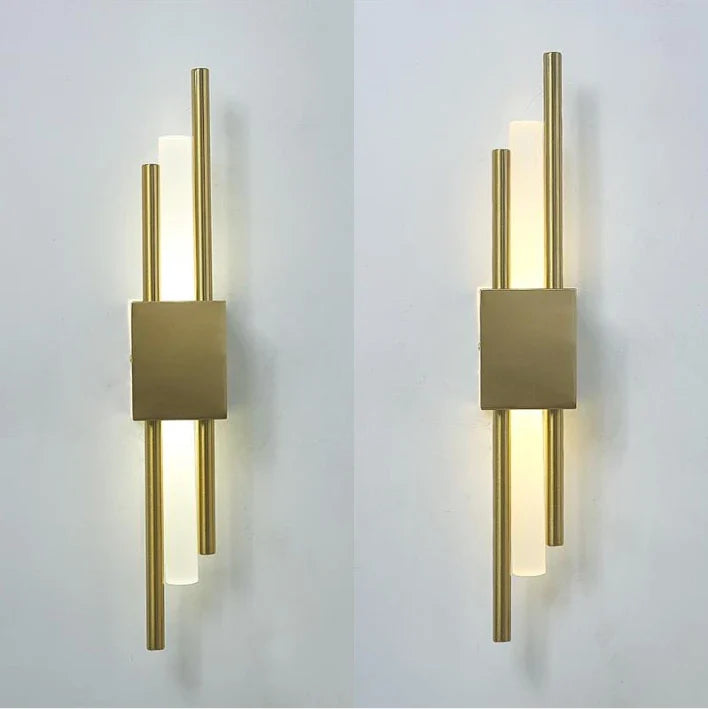 Afralia™ Modern Acrylic Pipe LED Wall Sconce Light for Room Decor, Black & Gold Iron Art