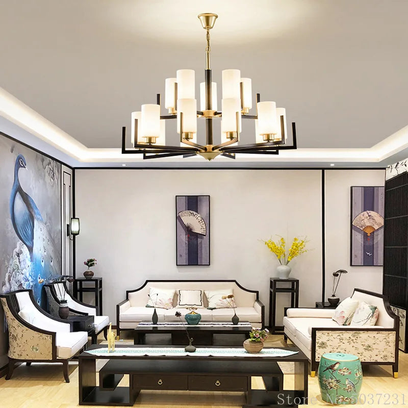 Afralia™ Zen LED Chandelier Iron Lamp for Modern Living Room Bedroom Dining Room