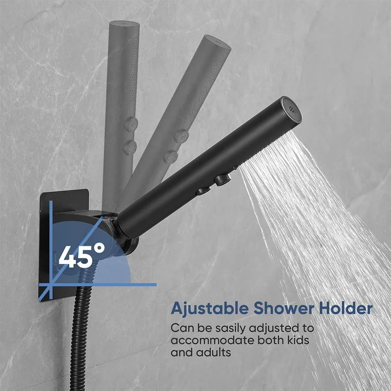 Afralia™ Black Stainless Steel High Pressure Shower Head Handheld Spray Nozzle