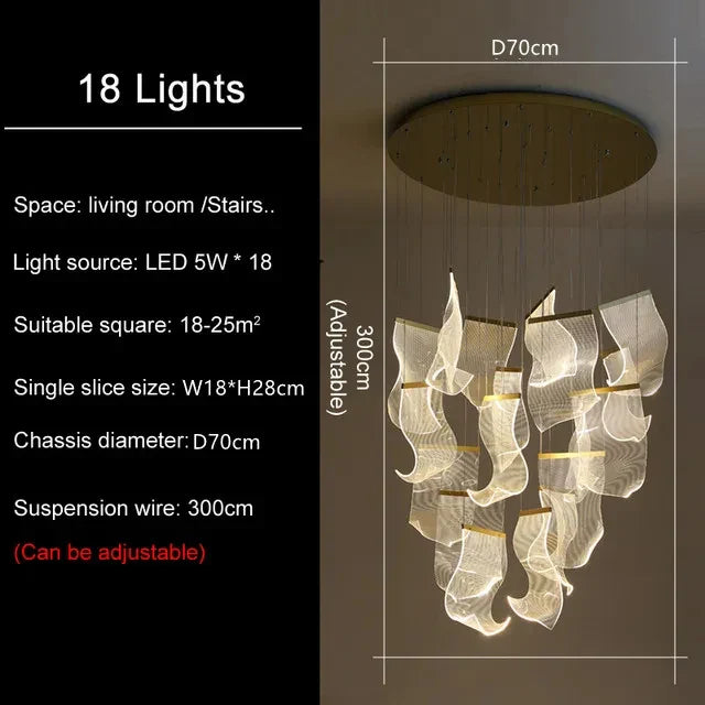 Afralia™ LED Modern Ceiling Chandelier for Living Room Staircase Restaurant Attic Home